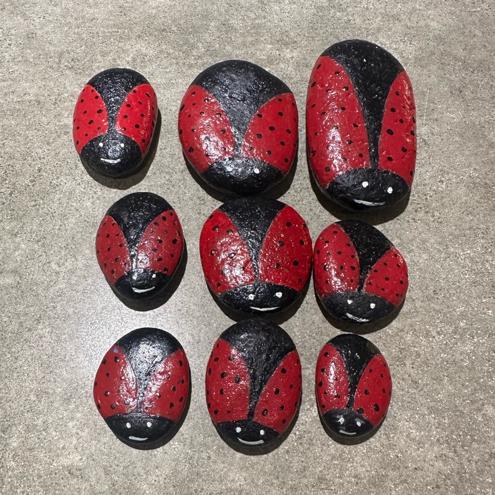 Hand-Painted Ladybug Stones